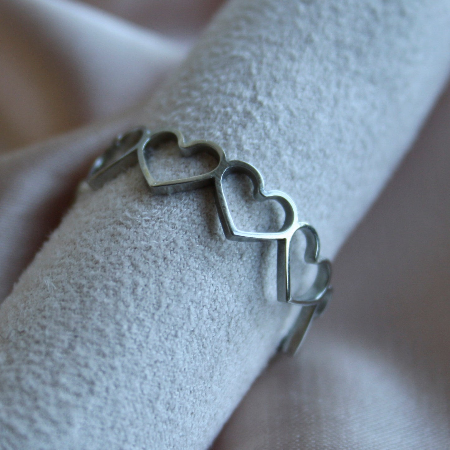 Trendy Female Waterproof Stainless Steel Simple Minimalist Adjustable Hearts Ring