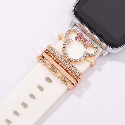 5pcs Cute Disney Mickey Mouse Rhinestone Dainty Charms Set For Silicone Watchband
