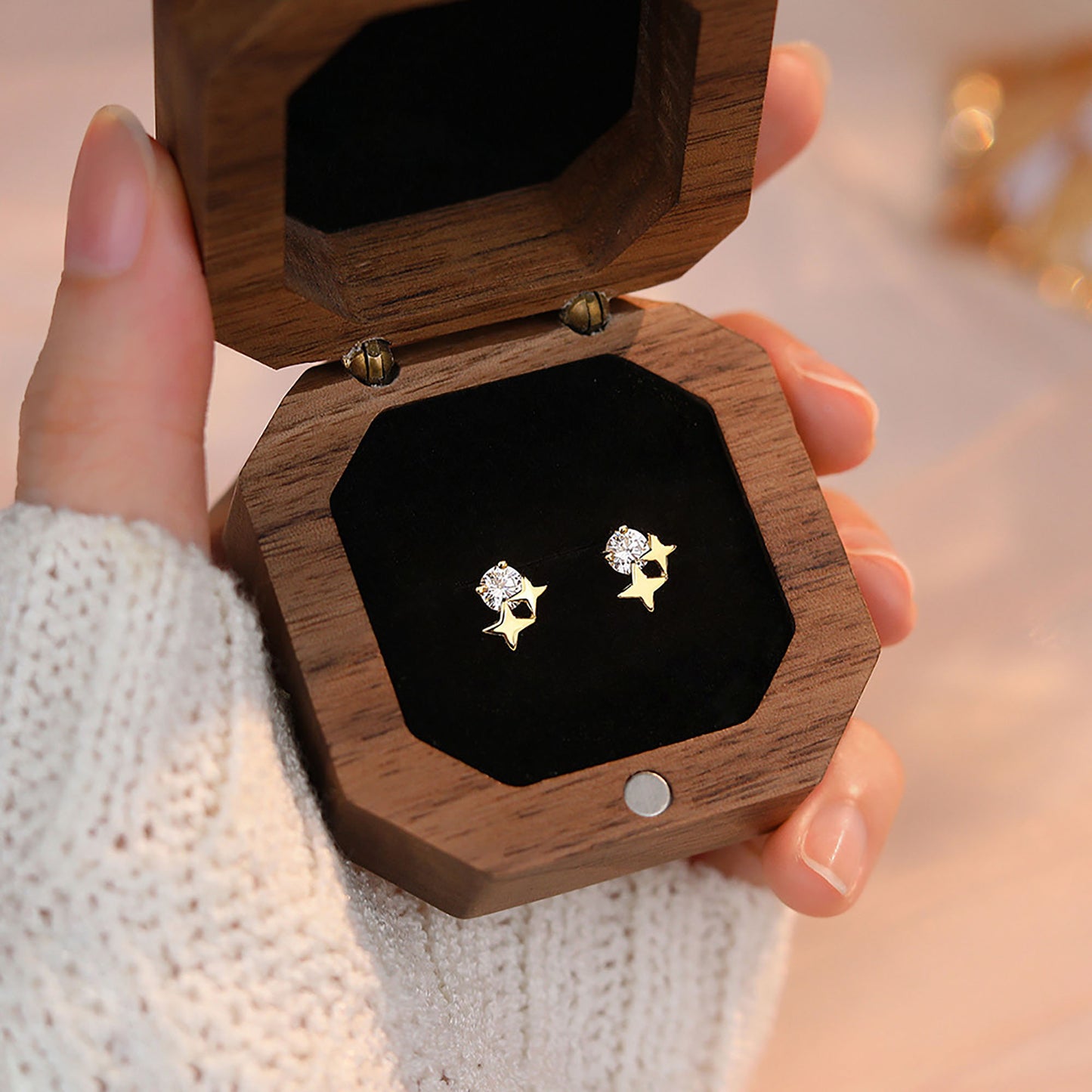 Daily Wear Four Pointed Star Zircon Hypoallergenic Sterling Silver Stud Earrings