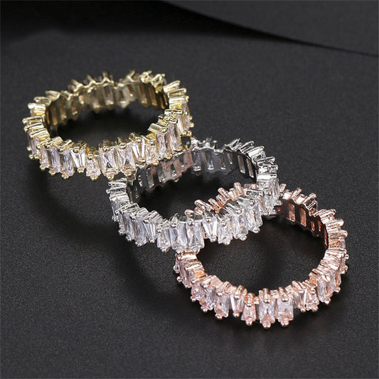 Luxury Female White Crystal Stone Irregular Stylish 316L Steel Ring