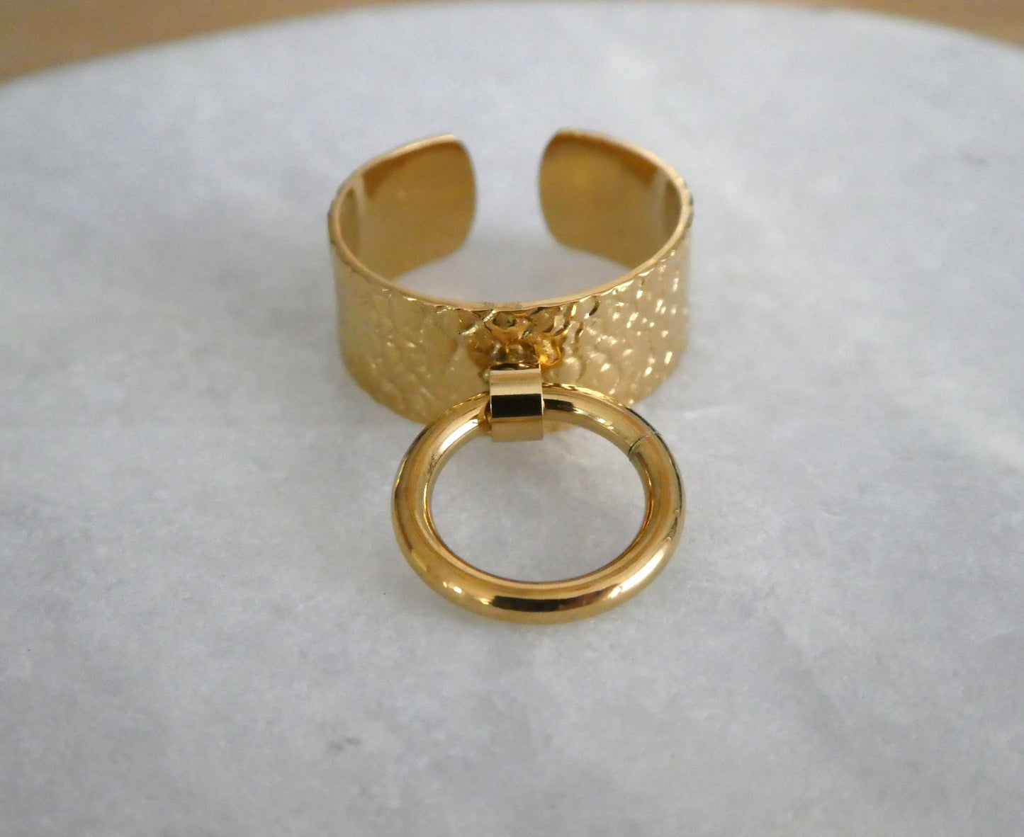 Luxury 3 Designs Resizeable Rhinestone Gold Stainless Steel Ring For Women