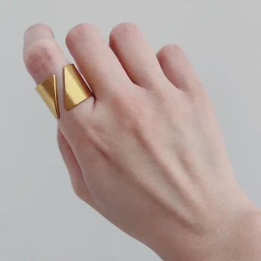 Chunky 316L Stainless Steel Thick Gold Plated Adjustable Band Ring